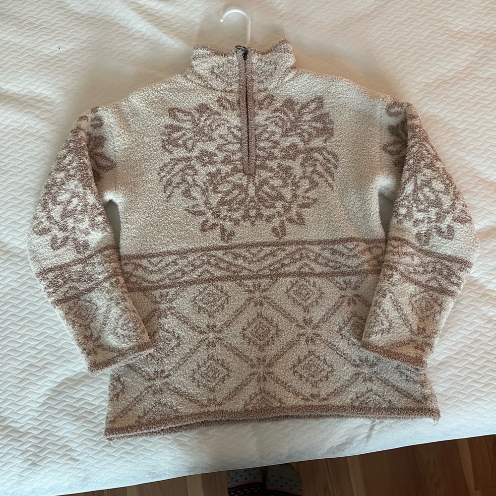 Knox Rose Cream and Brown Turtleneck Sweater